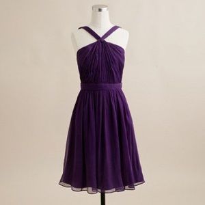 NWT J Crew Purple Petite Silk Chiffon Halter Dress
